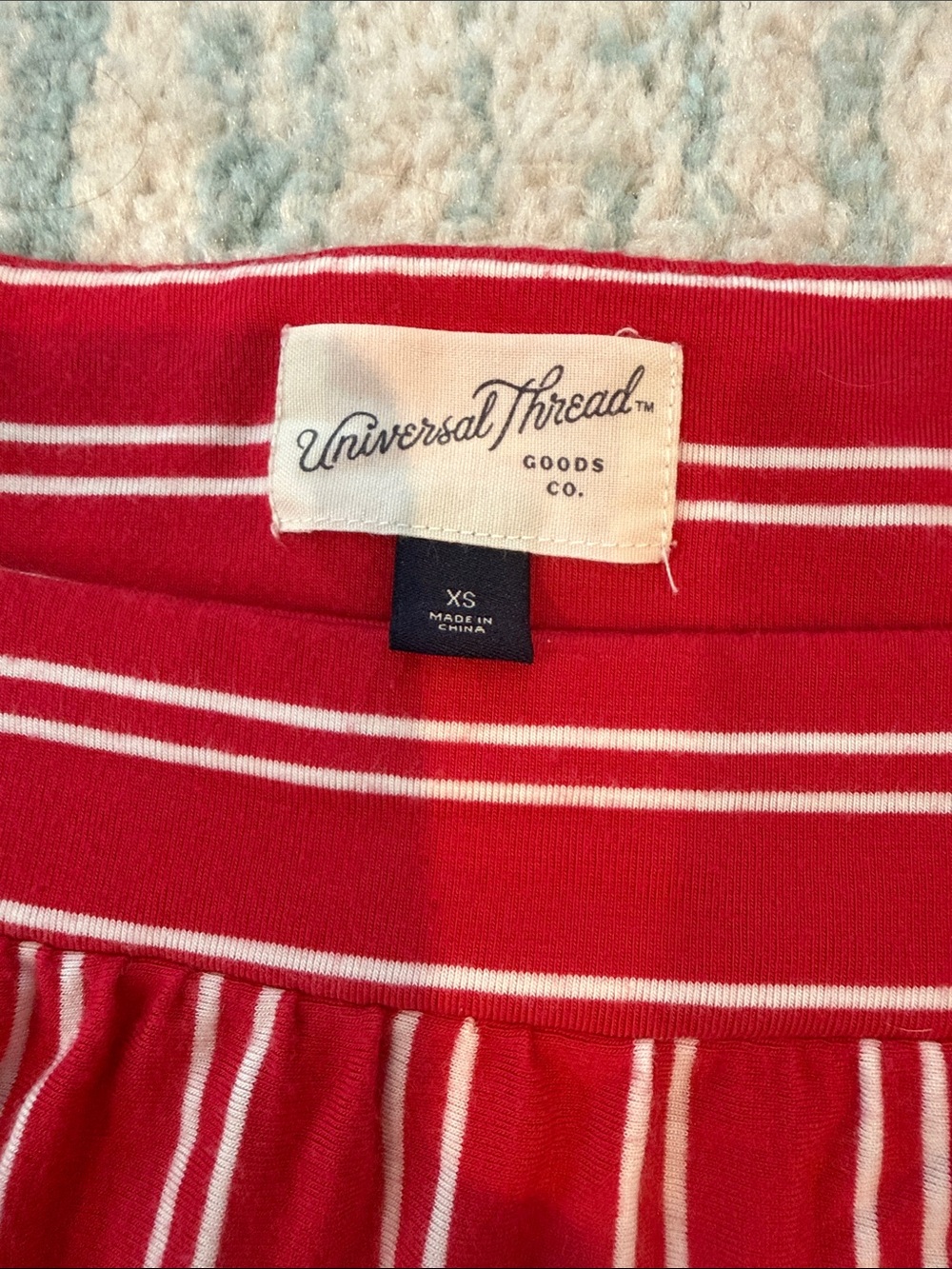 Universal Thread Red and White Striped Square-Neck Blouse - Picture 2 of 3